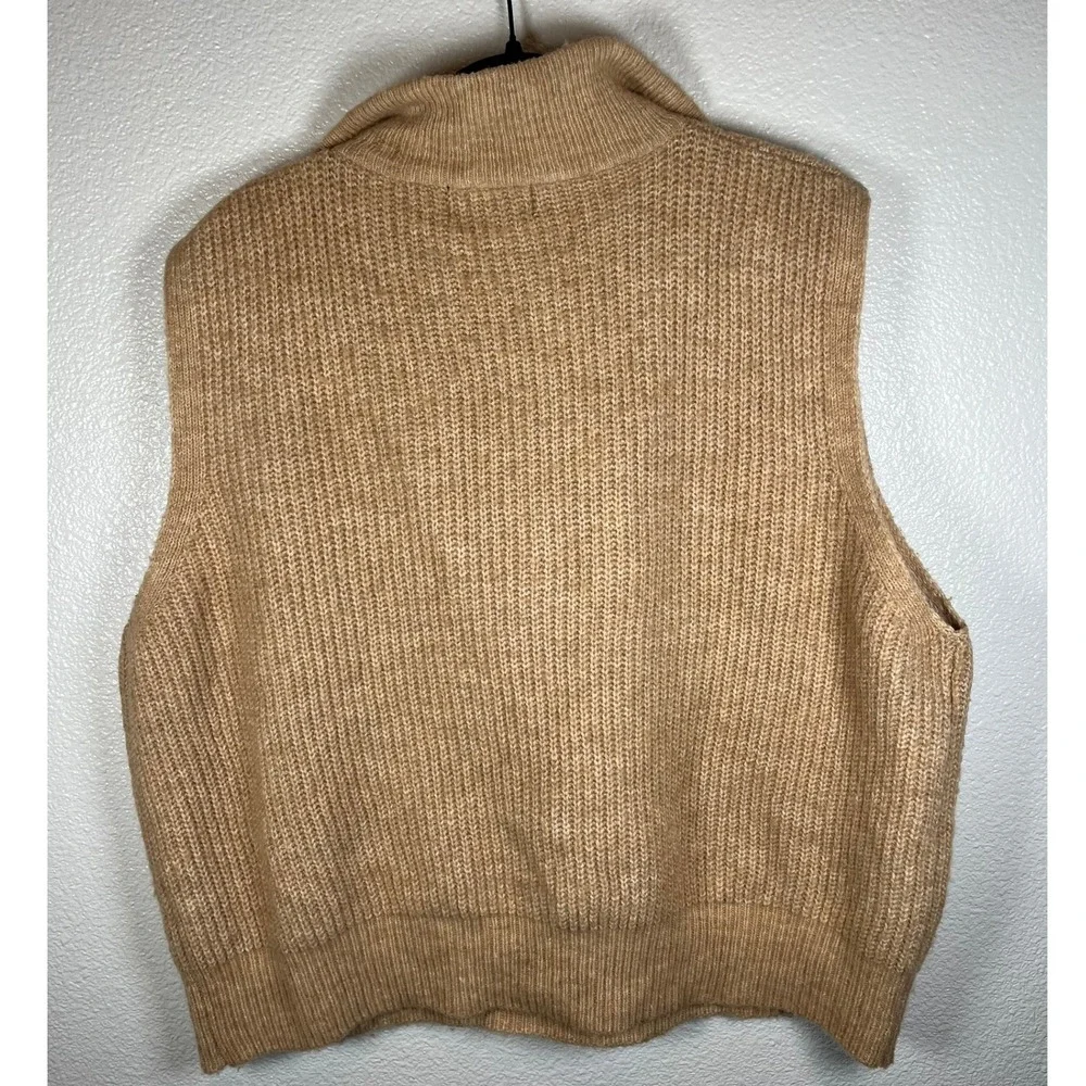 Cider Quarter Zip Sweater Vest Ribbed Knit Sleeveless Pullover Tan 3XL XXX-Large